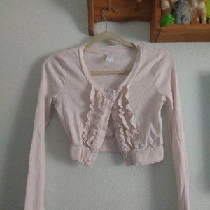 Off White Crop Ruffle Sweater with Heart Buttons Fairycore